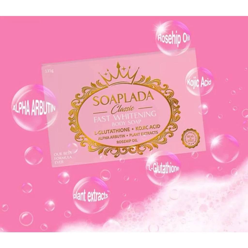 SOAPLADA Classic Fast Whitening Body Soap 135g with L-Glutathione Kojic Acid - MZG Health & Beauty Imports
