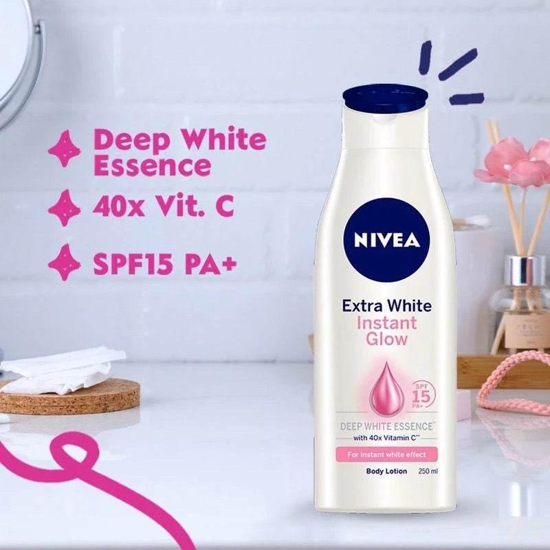 NIVEA Extra White Instant Glow Body Lotion SPF15 – Brightening & Hydrating 250ml - MZG Health & Beauty Imports