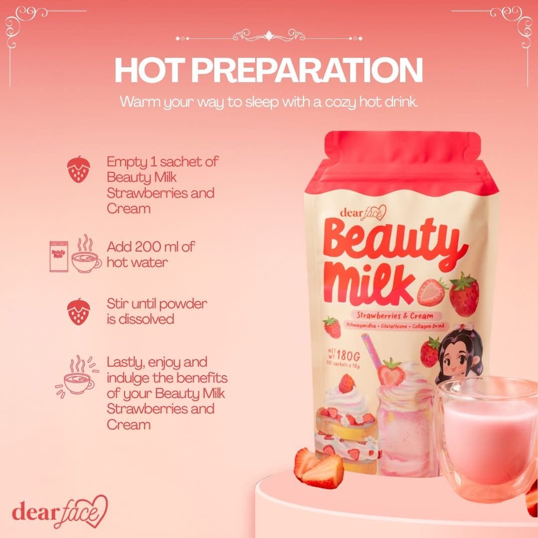 Dear Face Beauty Milk Strawberry & Cream Drink