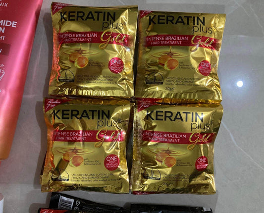 KERATIN Plus Gold Intense Brazilian Hair Treatment 20g (6pcs) - MZG Health & Beauty Imports