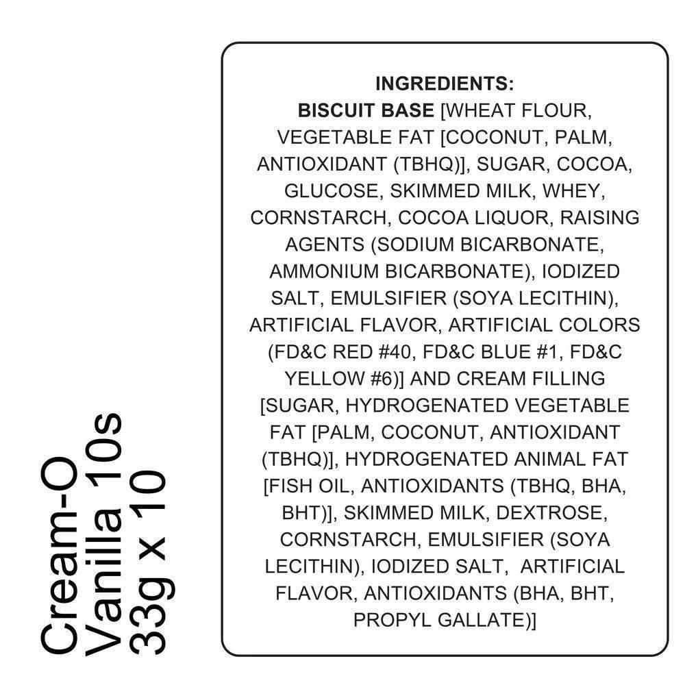 Cream-O Vanilla Chocolate Sandwich Cream (30g x 10) - MZG Health & Beauty Imports
