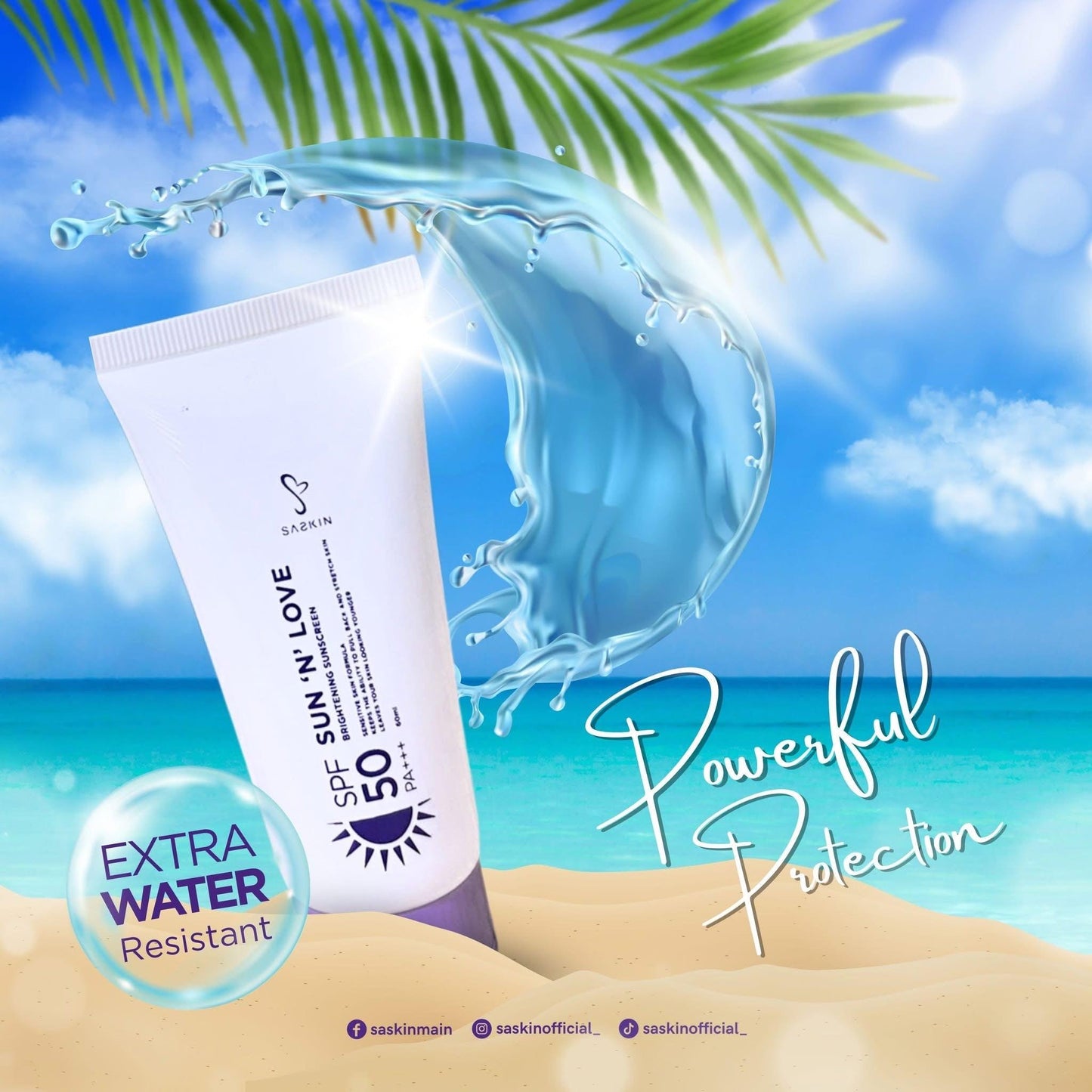 Saskin Sun N Love Sunscreen 60ml - MZG Health & Beauty Imports