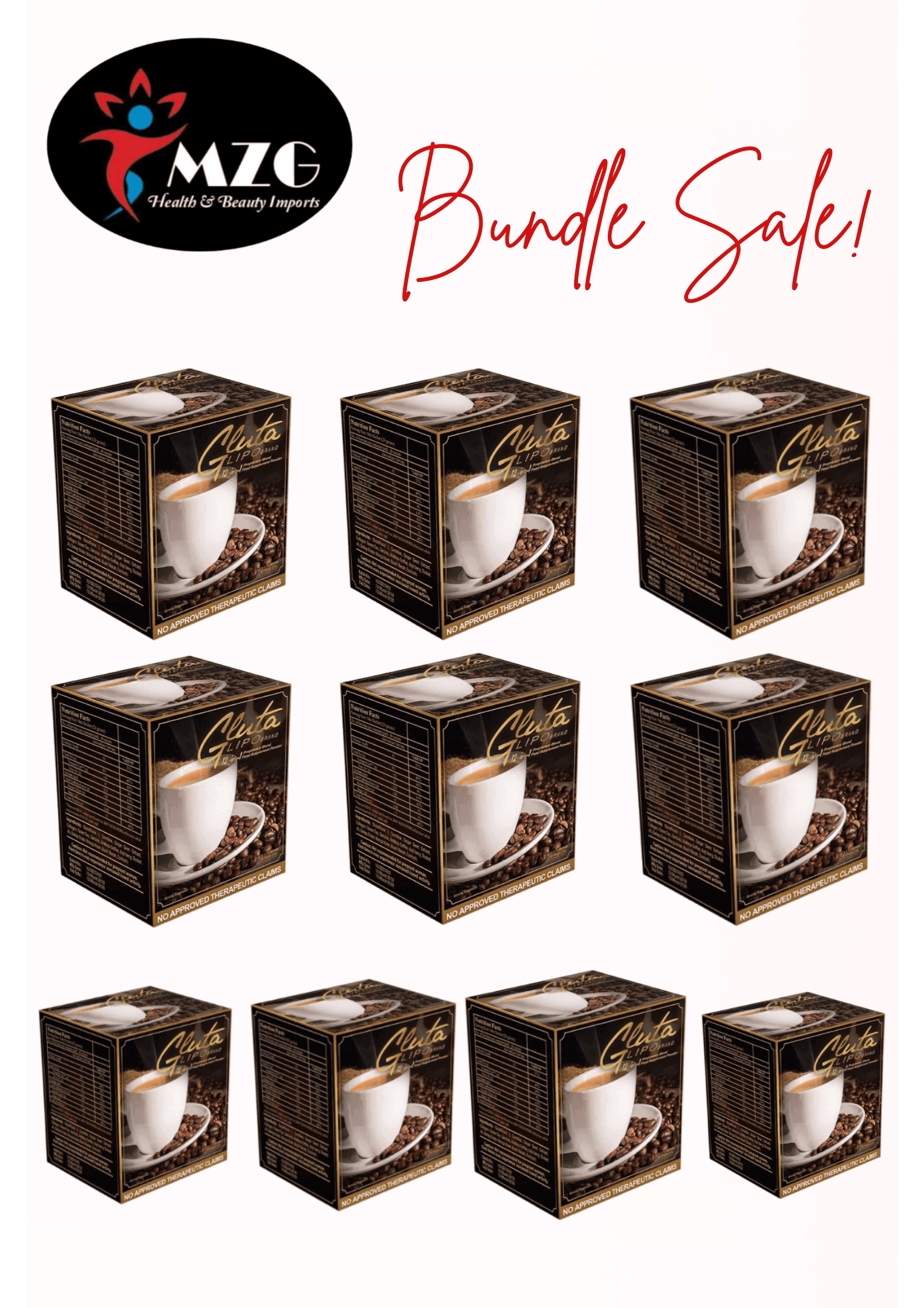 Bundle Sale 10 Boxes Gluta Lipo Coffee - MZG Health & Beauty Imports