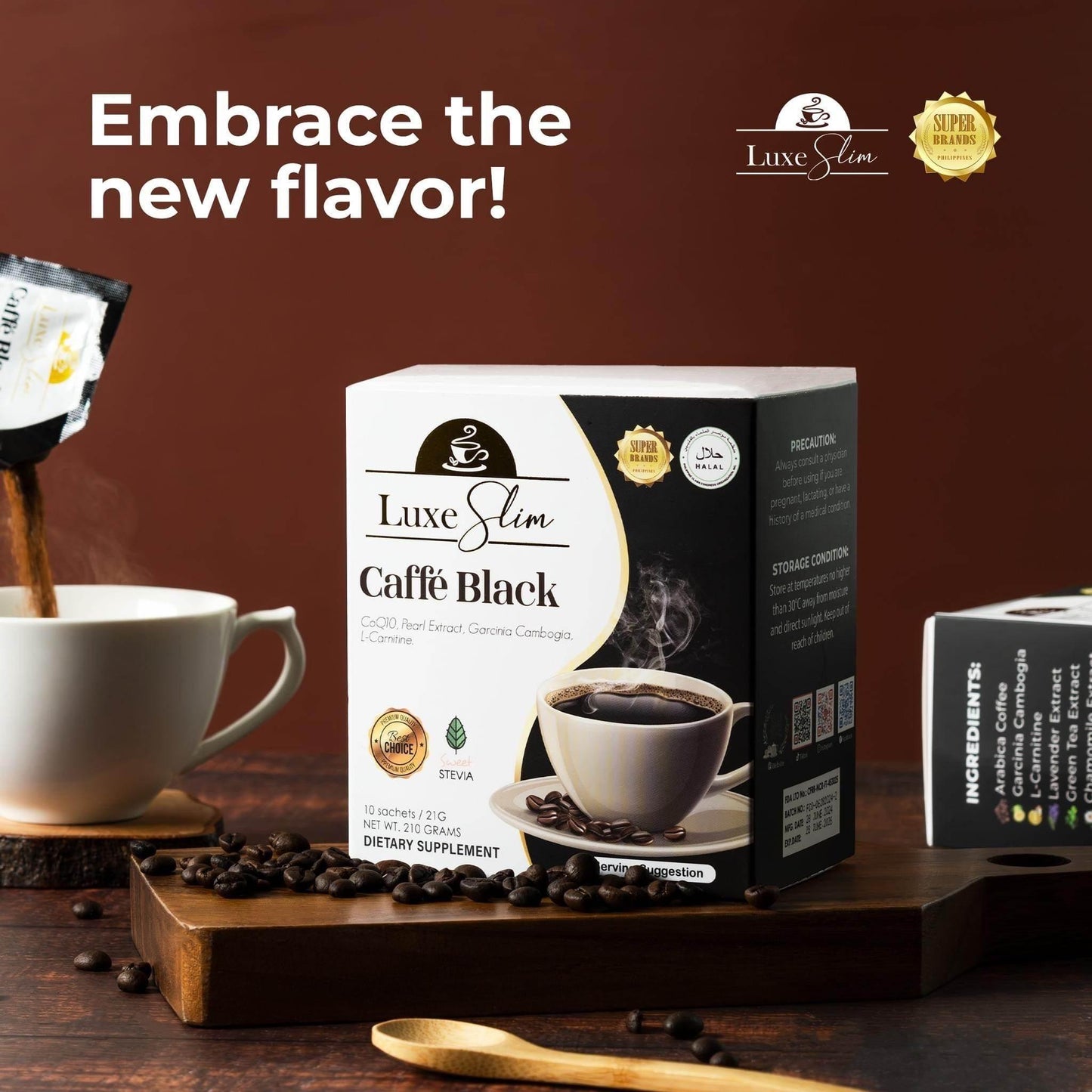 Luxe Slim Caffé Black 10 Sachets - MZG Health & Beauty Imports