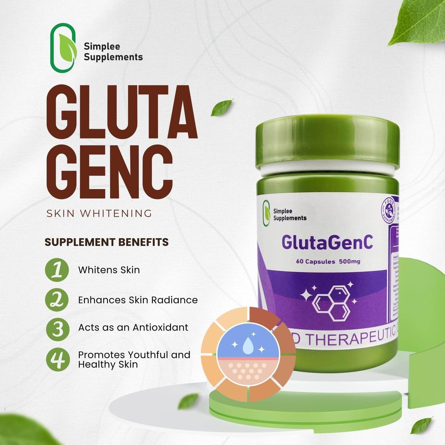 Simplee Supplements GlutaGen C | 60Caps - MZG Health & Beauty Imports