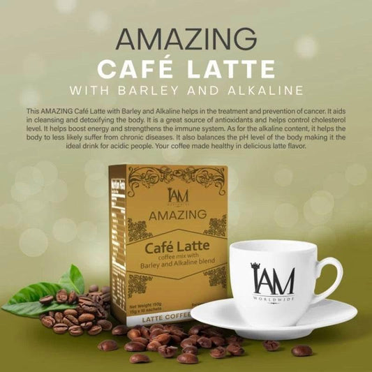 IAM Amazing Cafe Latte Coffee Mix with Barley and Alkaline - MZG Health & Beauty Imports
