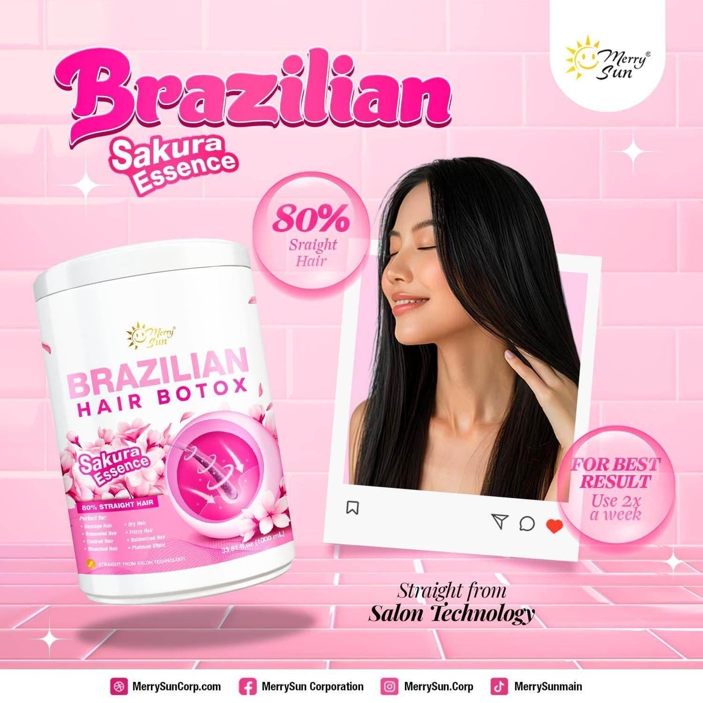 Merry Sun's Brazilian Hair Botox with Sakura Essence 1000ml - MZG Health & Beauty Imports