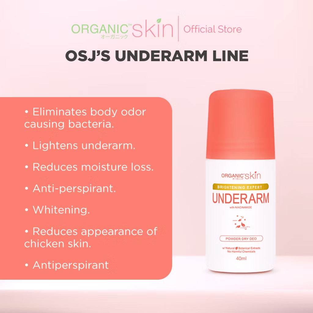 Organic Skin Japan Whitening Underarm Deo Roll-On – 40ml Powder Dry - MZG Health & Beauty Imports