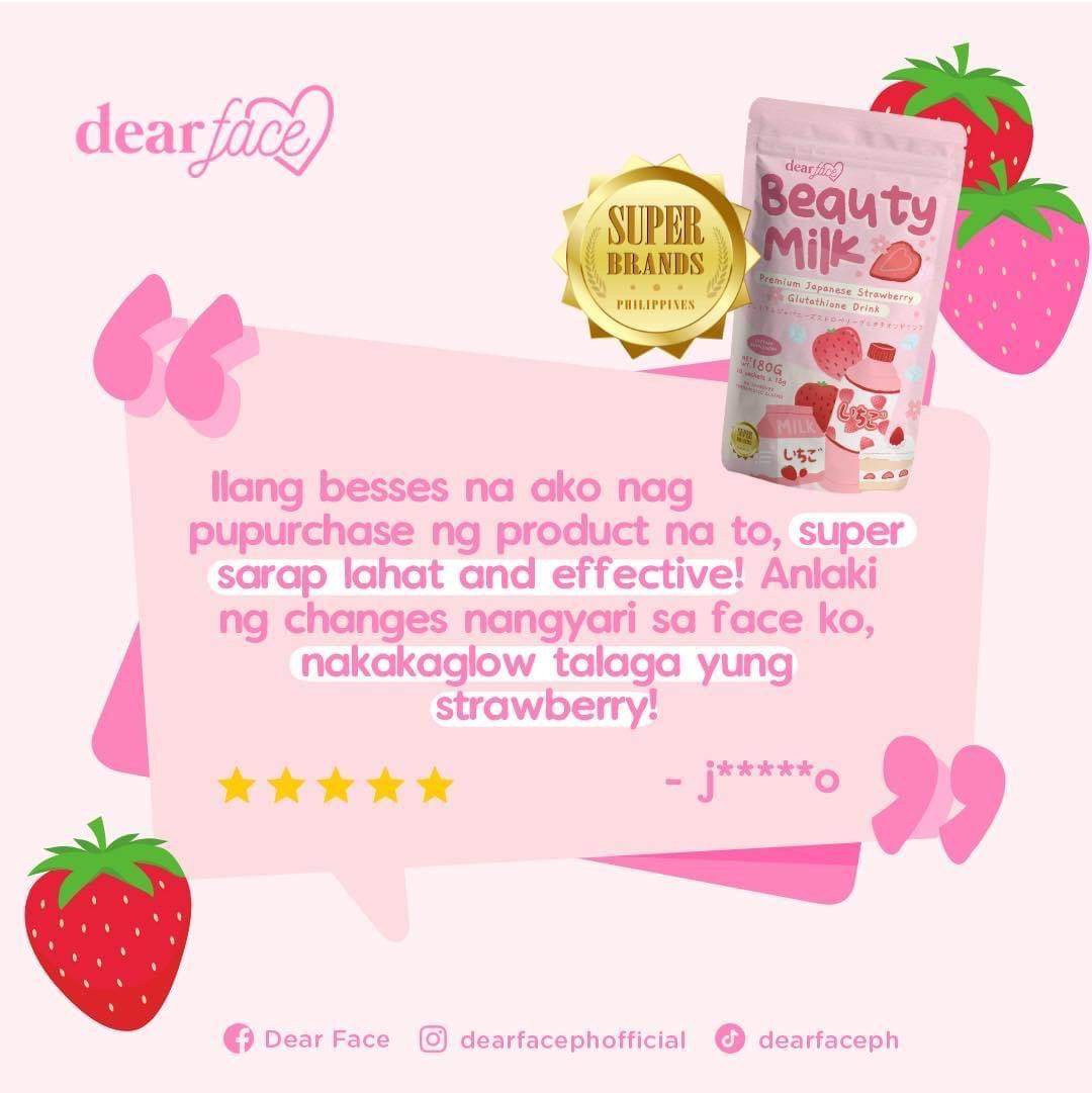 Dear Face Beauty Milk - Premium Japanese Strawberry Glutathione Drink - MZG Health & Beauty Imports