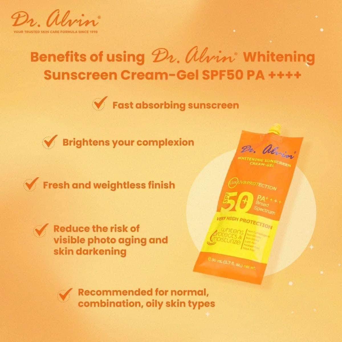 Dr. Alvin Whitening Sunscreen Cream-Gel SPF 50 - MZG Health & Beauty Imports