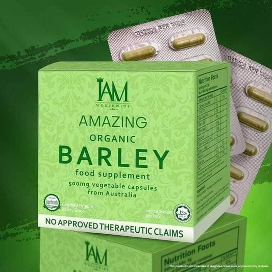 2 Boxes I Am Amazing Worldwide Organic Barley 100Caps - MZG Health & Beauty Imports