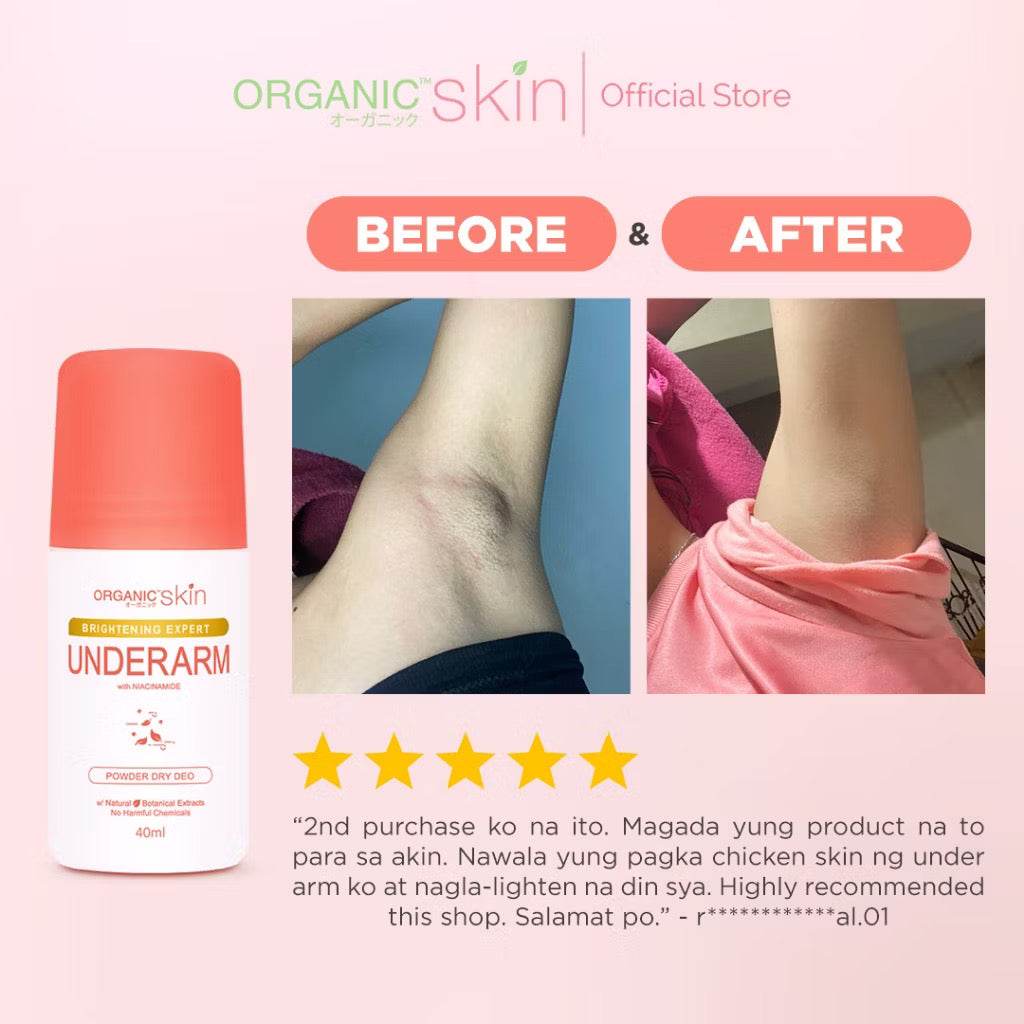 Organic Skin Japan Whitening Underarm Deo Roll-On – 40ml Powder Dry - MZG Health & Beauty Imports