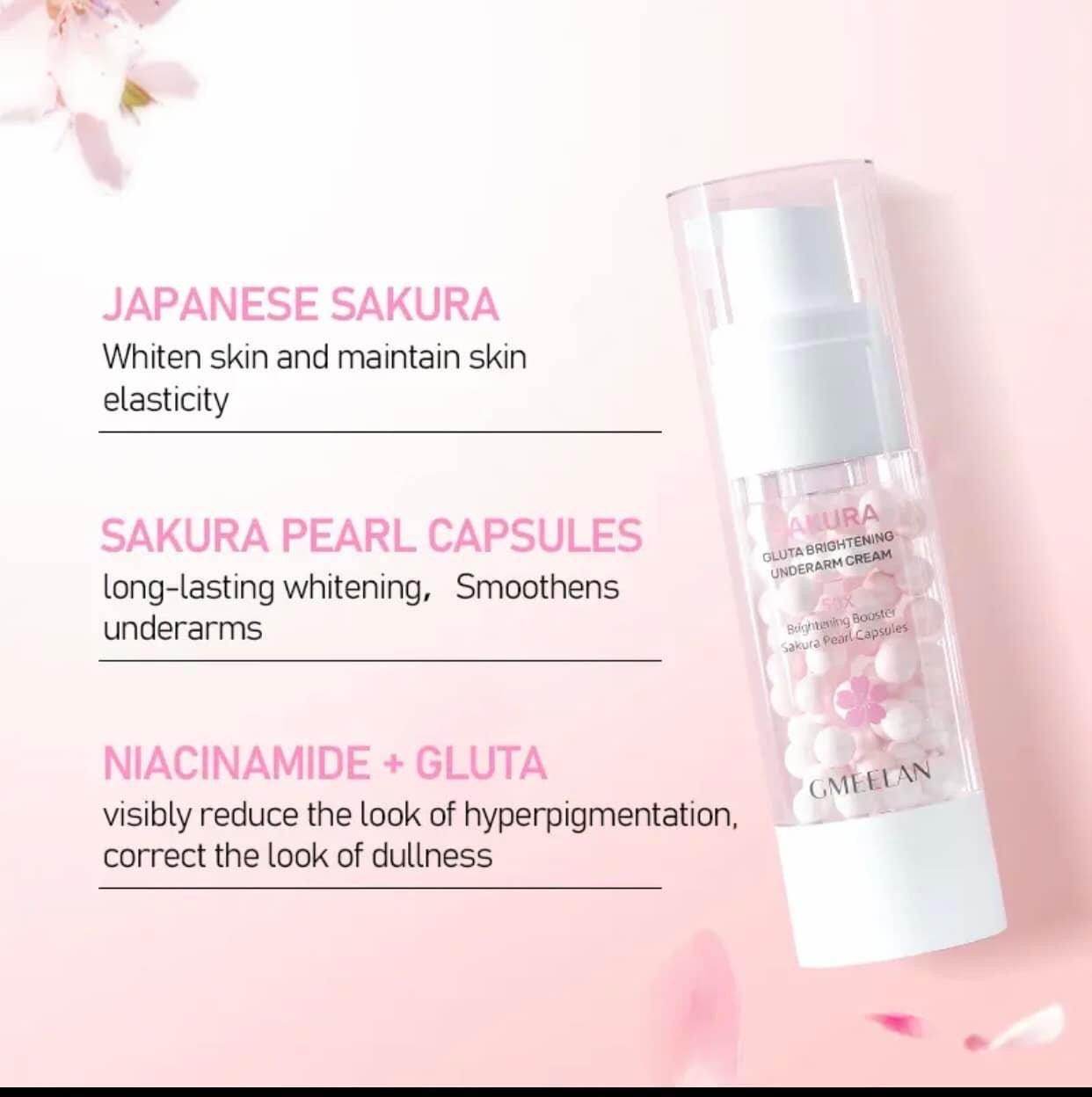 ๏ฟผGMEELAN Sakura Underarm Whitening Cream Body Pearl Moisturizer 30g - MZG Health & Beauty Imports