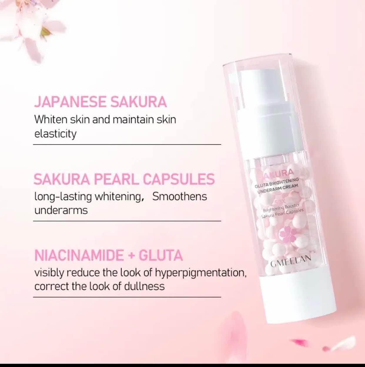 ๏ฟผGMEELAN Sakura Underarm Whitening Cream Body Pearl Moisturizer 30g - MZG Health & Beauty Imports