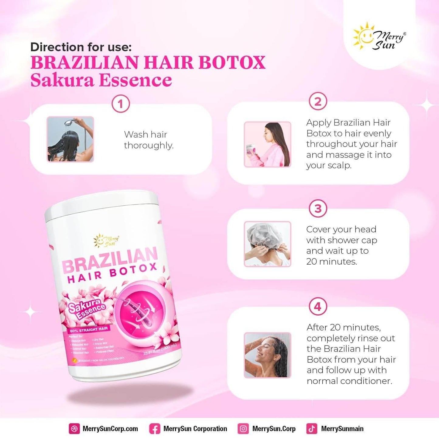 Merry Sun's Brazilian Hair Botox with Sakura Essence 1000ml - MZG Health & Beauty Imports