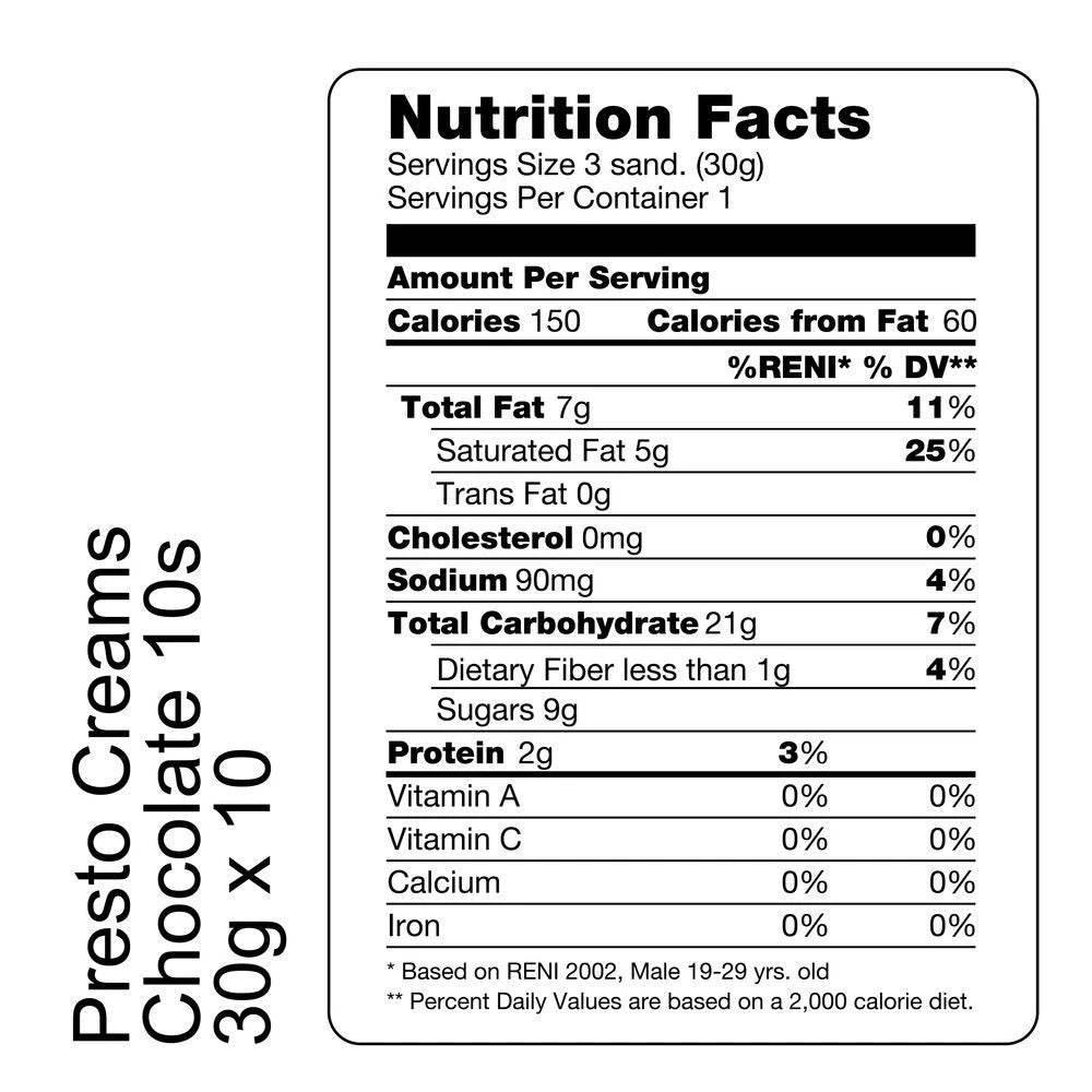 Presto Creams Chocolate (30g x 10) - MZG Health & Beauty Imports