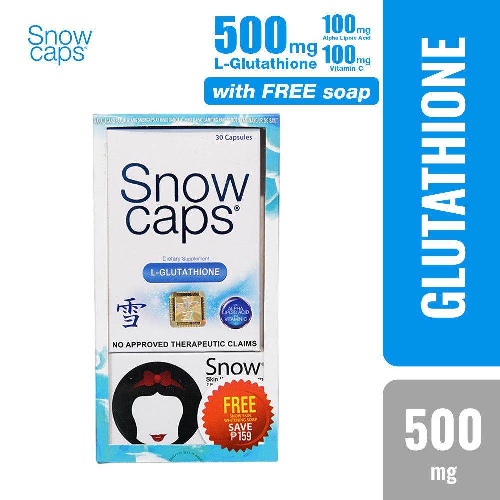 Snow Caps Glutathione 30's + FREE Snow Skin Whitening Soap – Skin Brightening & Anti-Aging - MZG Health & Beauty Imports