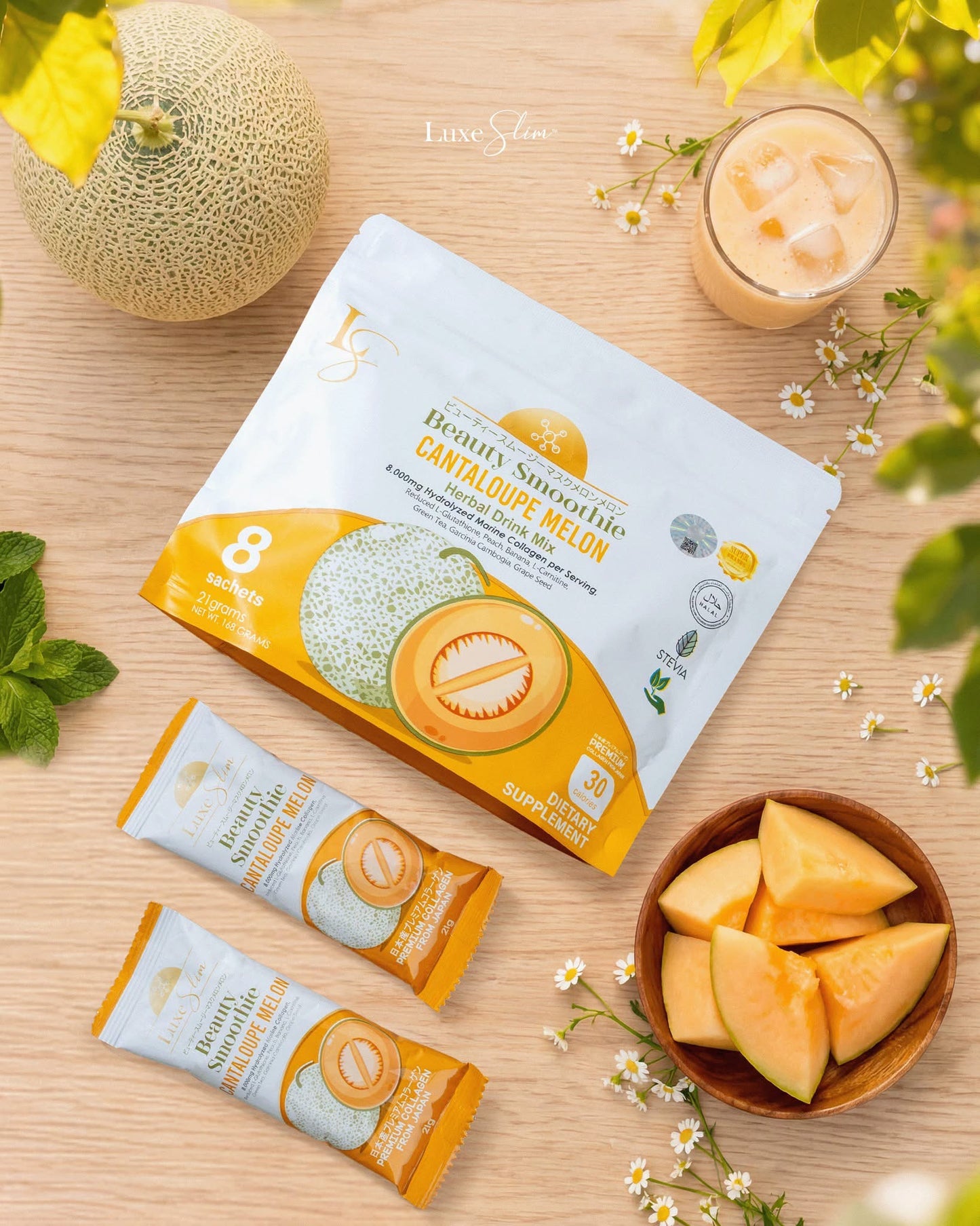 Luxe Slim Beauty Smoothie Cantaloupe Melon Drink Mix | 8 Sachets