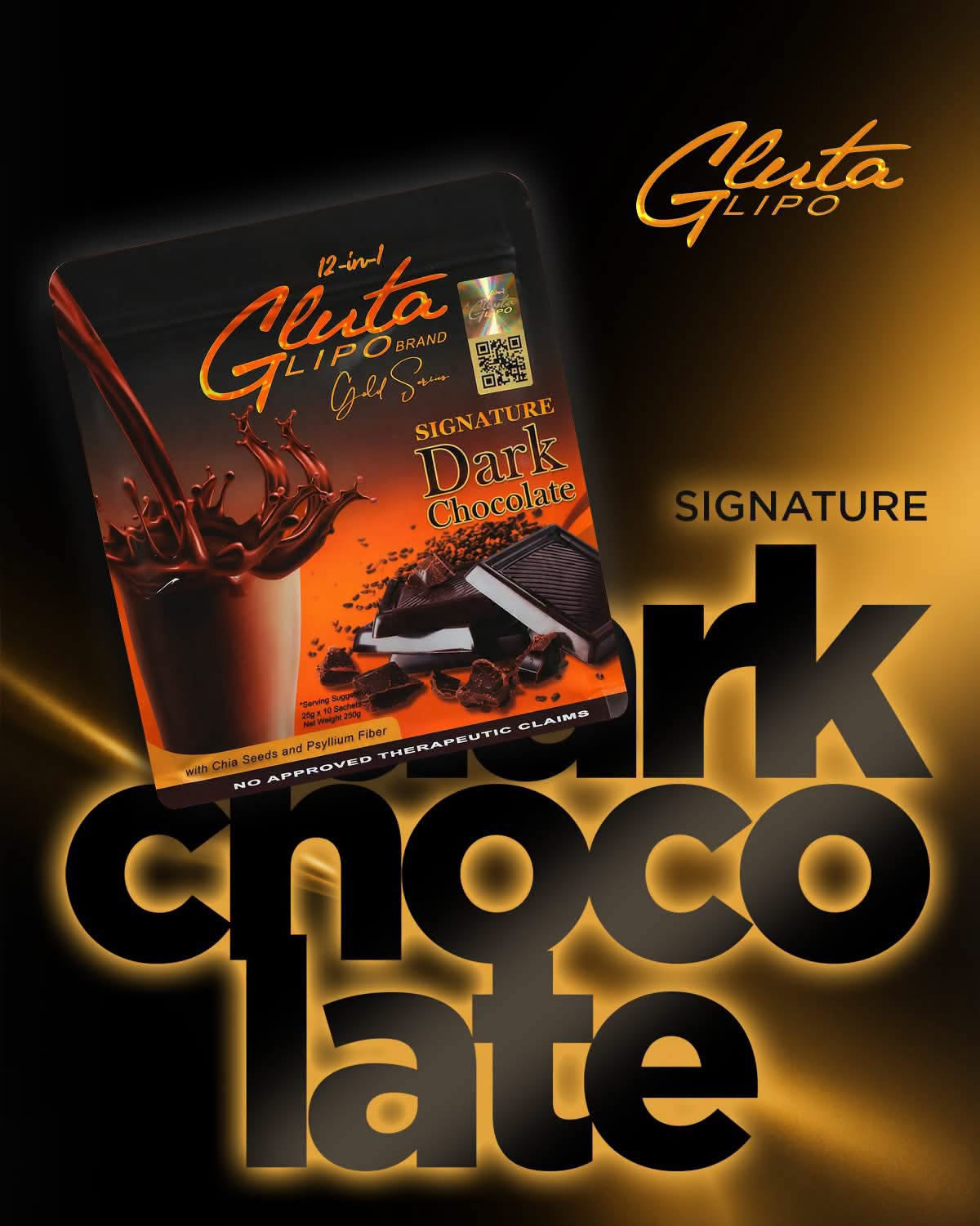 Gluta Lipo 12-in-1 Signature Dark Chocolate Powder Drink Mix | 10 Sachets