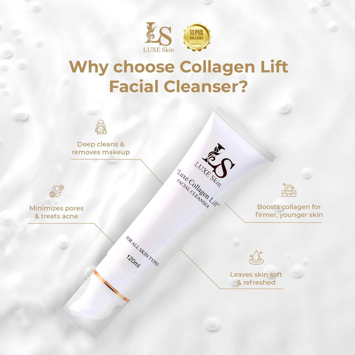 LUXE Skin Luxe Collagen Lift Facial Cleanser 120ml - MZG Health & Beauty Imports
