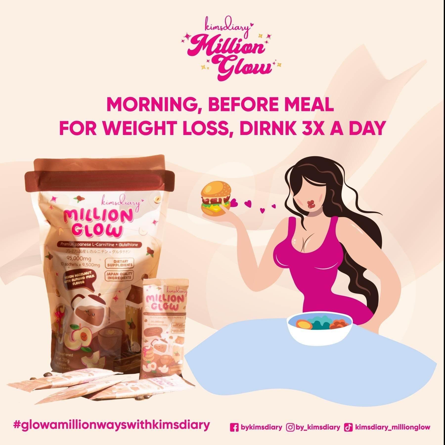 Kimsdiary Million Glow Peach Hazelnut with Almond Milk Flavor - MZG Health & Beauty Imports