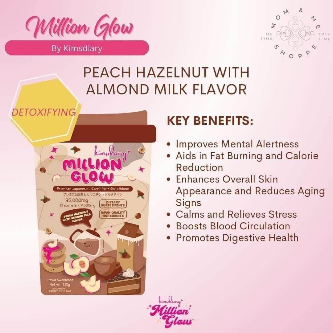 Kimsdiary Million Glow Peach Hazelnut with Almond Milk Flavor - MZG Health & Beauty Imports