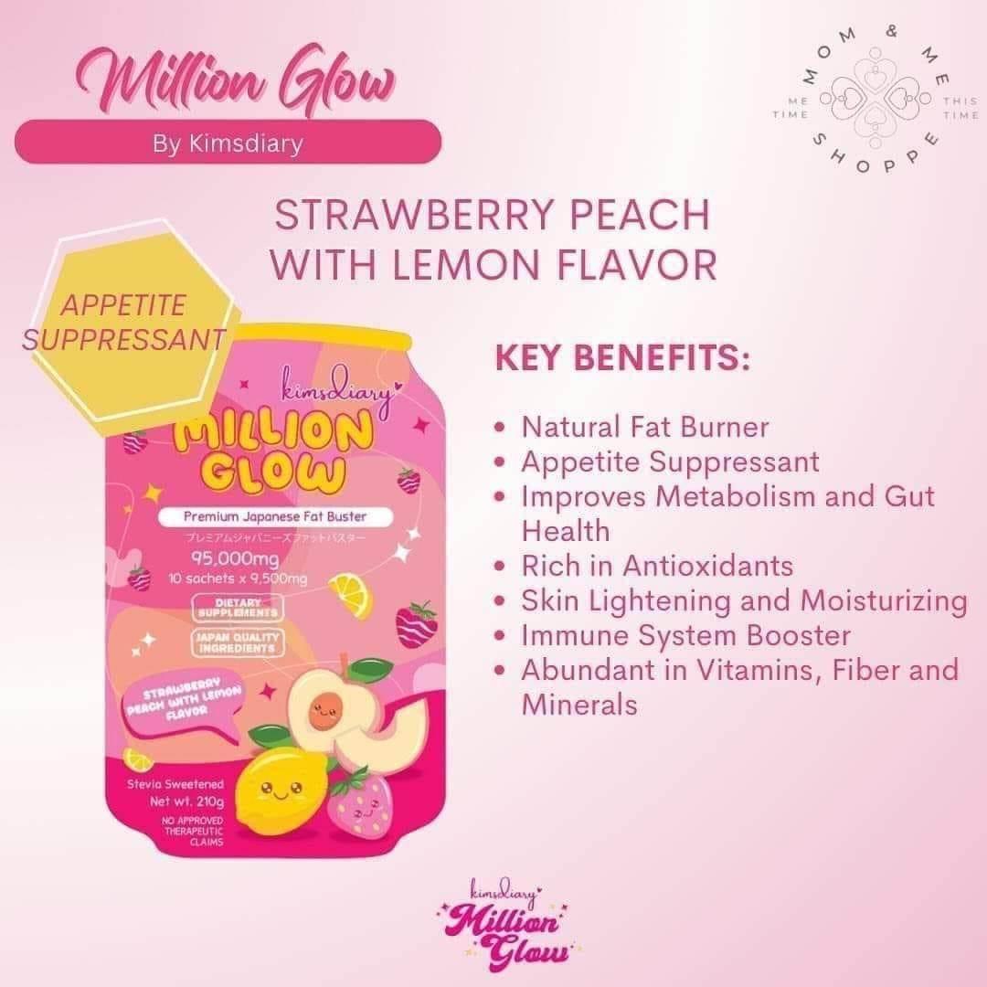 Kimsdiary Million Glow Strawberry Peach with Lemon Premium Japanese Fat Buster - MZG Health & Beauty Imports