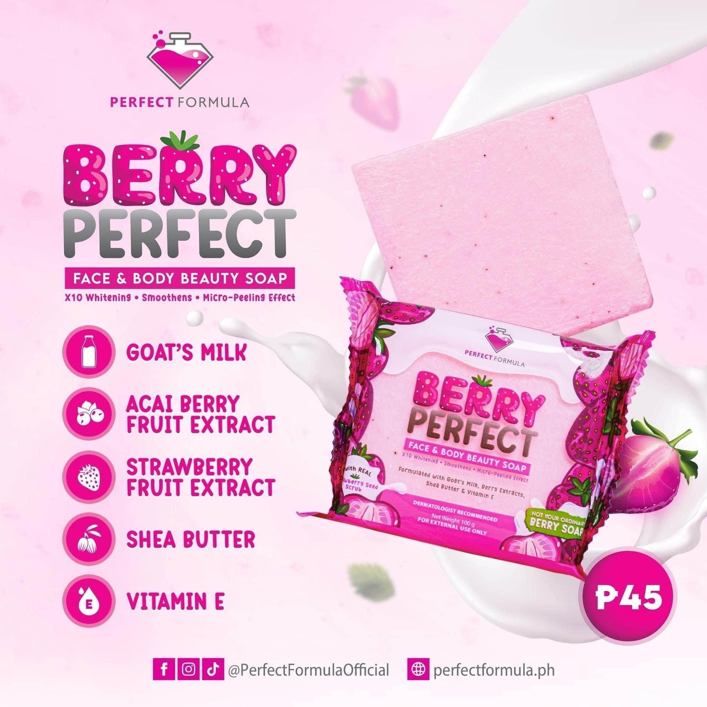 Perfect Formula Berry Perfect Face and Body Beauty Soap - MZG Health & Beauty Imports