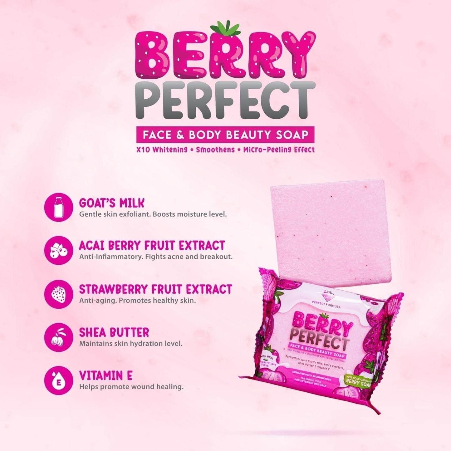 Perfect Formula Berry Perfect Face and Body Beauty Soap - MZG Health & Beauty Imports