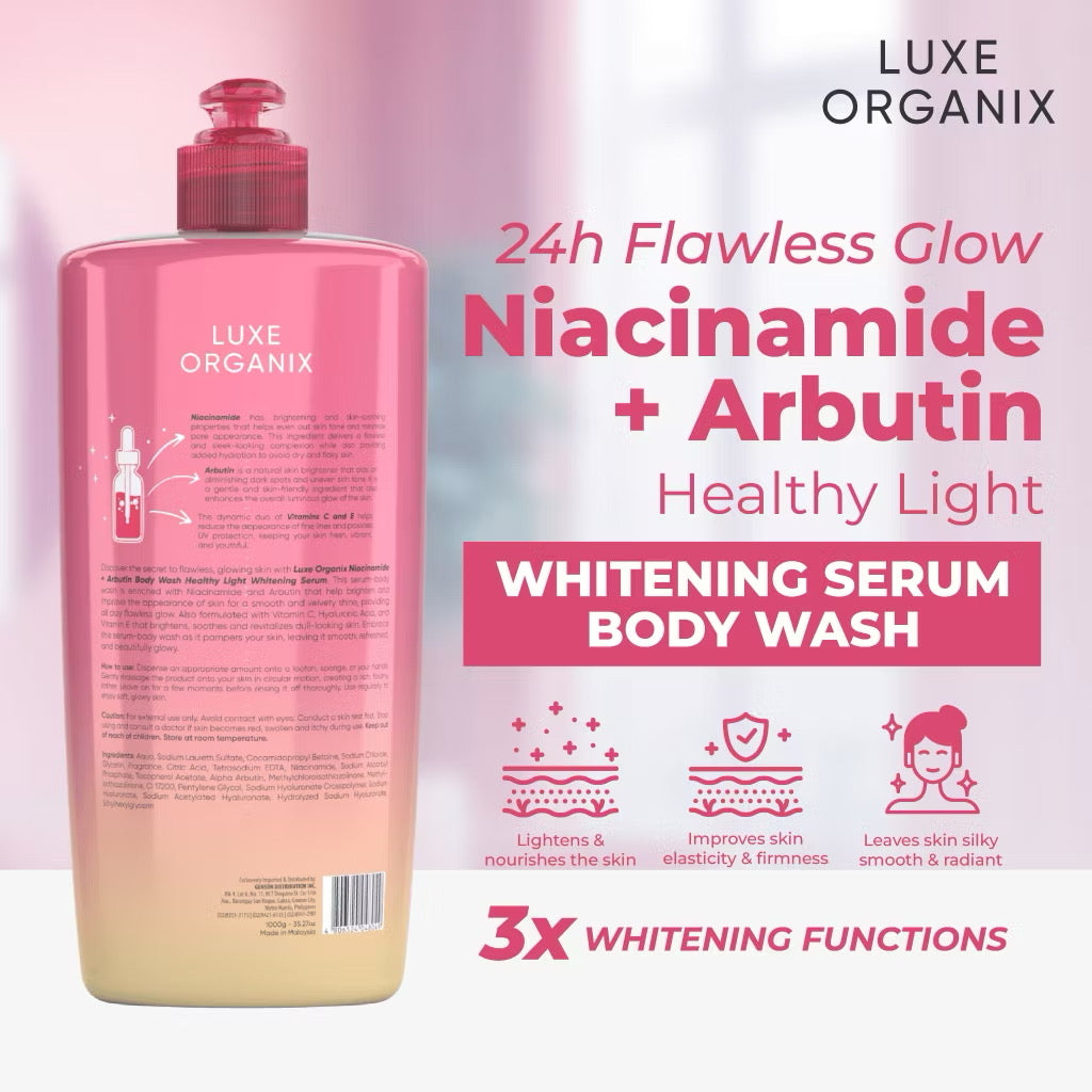 Luxe Organix Niacinamide + Arbutin Whitening Serum Body Wash 1000g - MZG Health & Beauty Imports