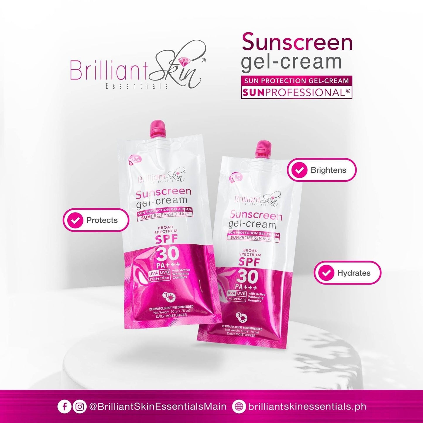 Brilliant Skin Sunscreen Gel-Cream 50g SPF30 - MZG Health & Beauty Imports
