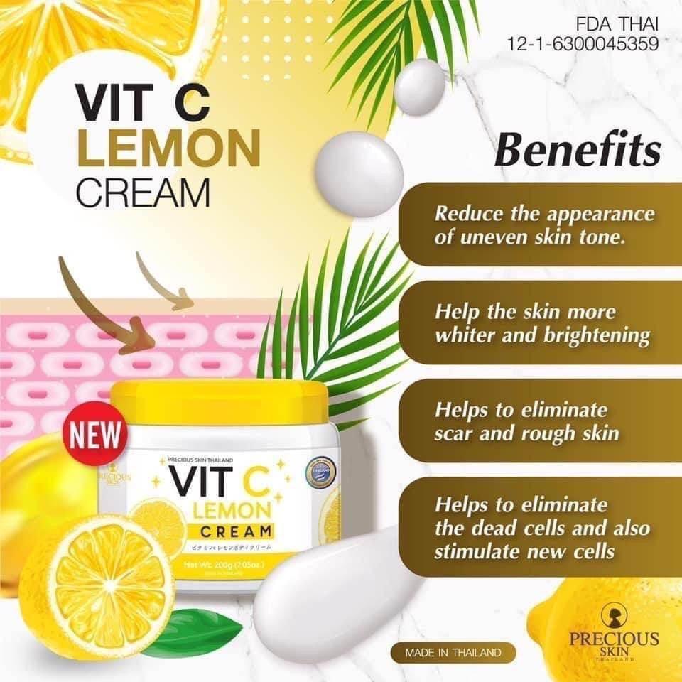 Precious Skin Thailand Vit C Lemon Cream 200g - MZG Health & Beauty Imports