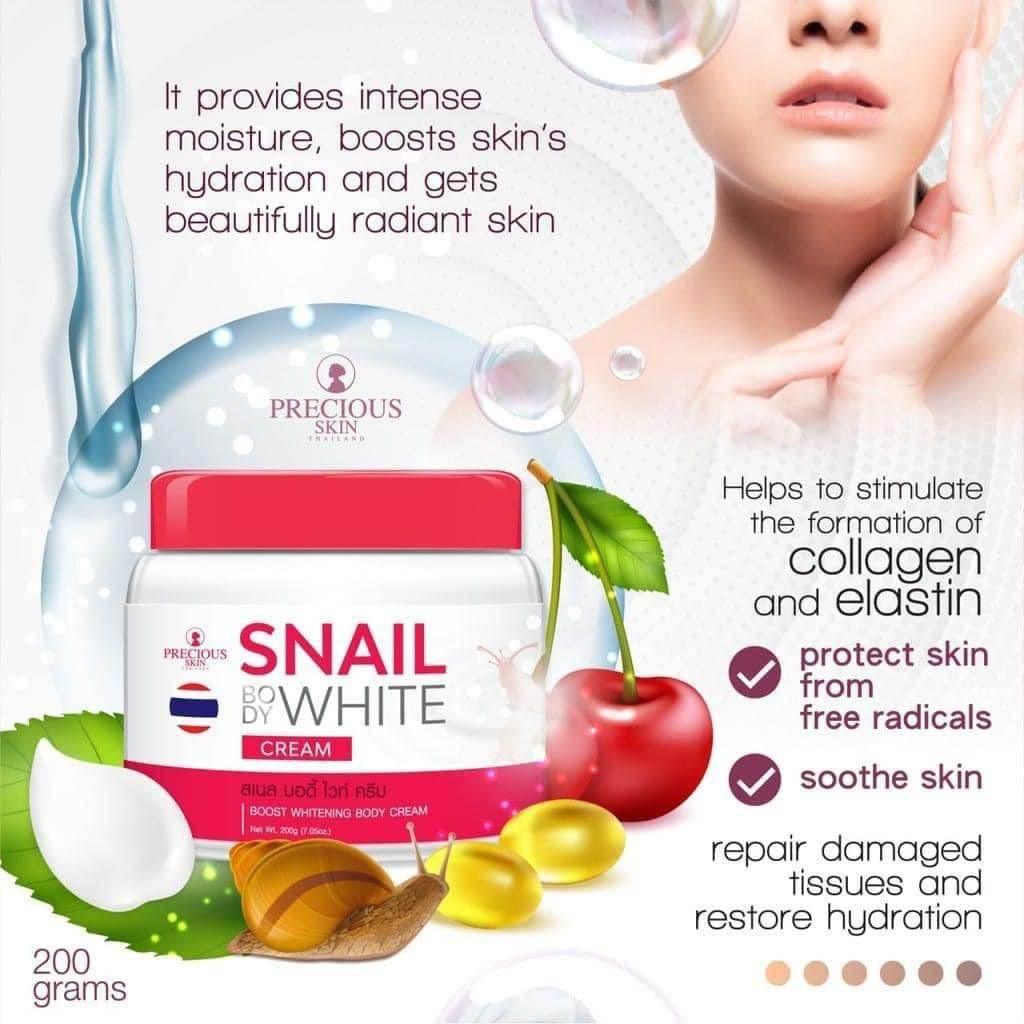Precious Skin Thailand Snail Body White Cream 200g - MZG Health & Beauty Imports