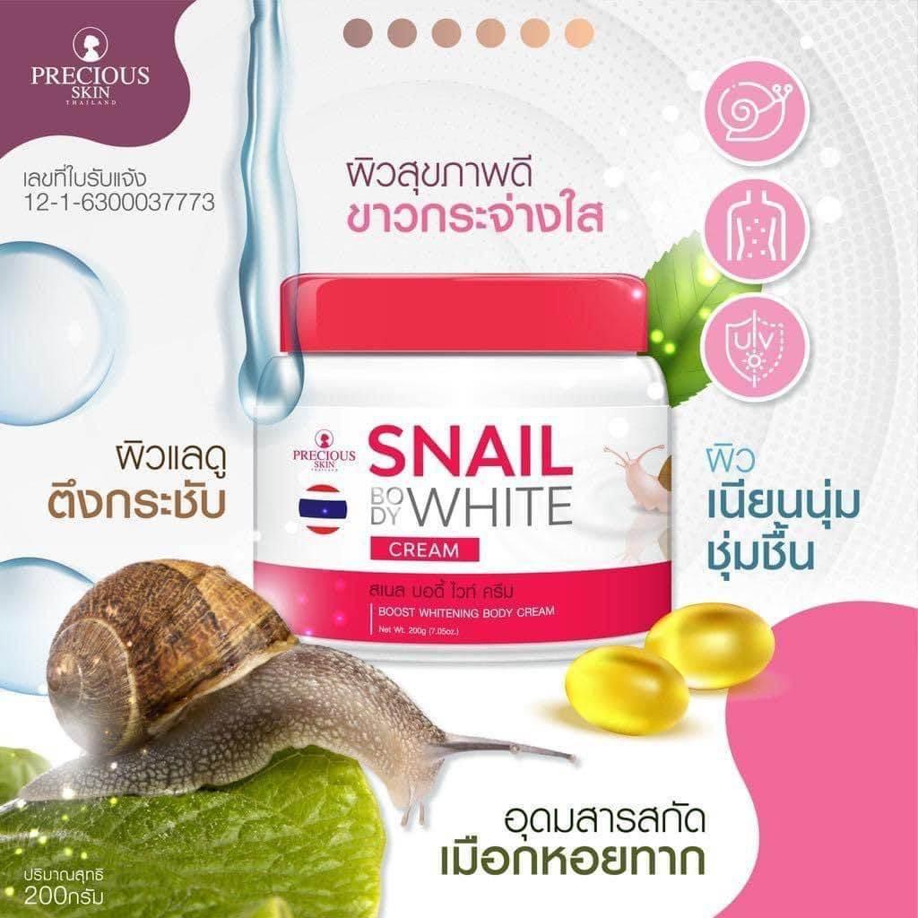 Precious Skin Thailand Snail Body White Cream 200g - MZG Health & Beauty Imports