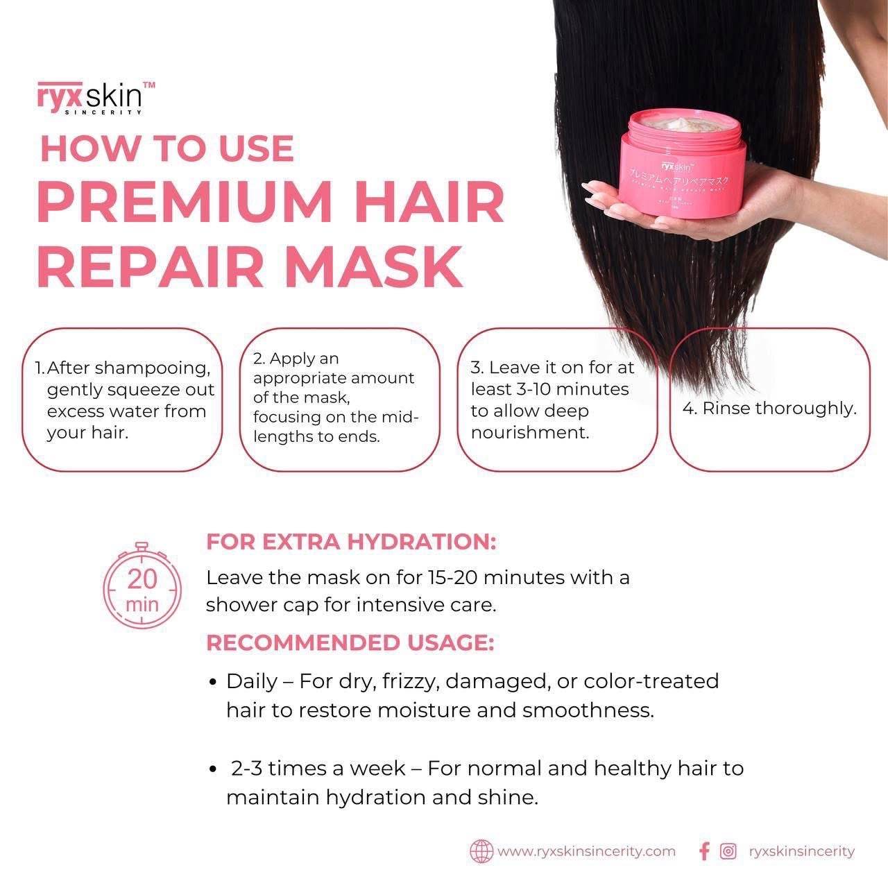 Ryxskin Premium Hair Repair Mask – Deep Treatment for Dry & Frizzy Hair - MZG Health & Beauty Imports