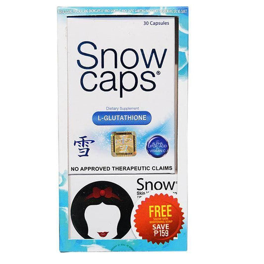 Snow Caps Glutathione 30's + FREE Snow Skin Whitening Soap - MZG Health & Beauty Imports
