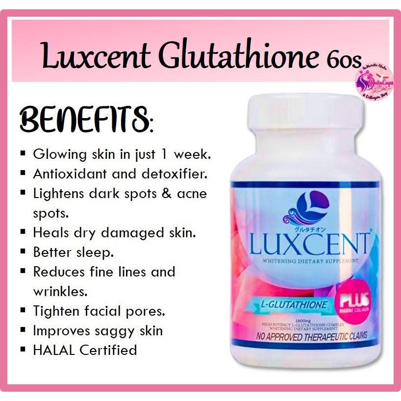 Luxcent Luminous Caps (1800mg): L-Glutathione + Marine Collagen Whitening Capsule