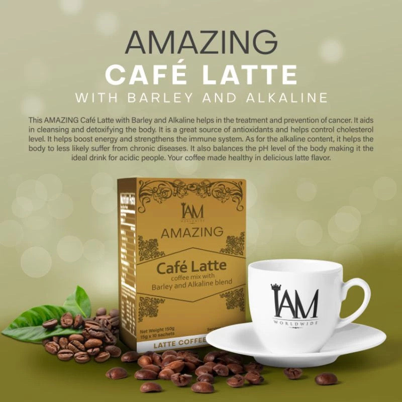 ￼IAM Amazing Cafe Latte Coffee Mix with Barley and Alkaline