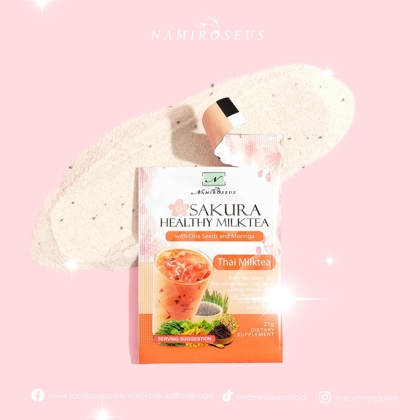 Namiroseus Sakura Healthy Milktea with Chia Seeds and Moringa 10 sachets