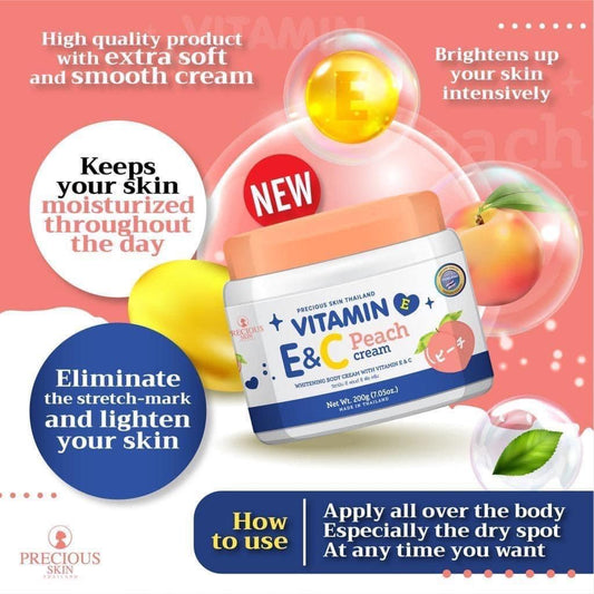 Precious Skin Thailand Vitamin E & C Peach Cream 200g