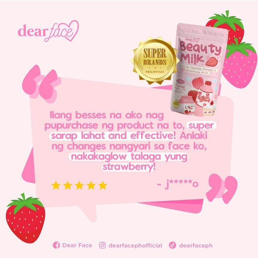 Dear Face Beauty Milk - Premium Japanese Strawberry Glutathione Drink - MZG Health & Beauty Imports