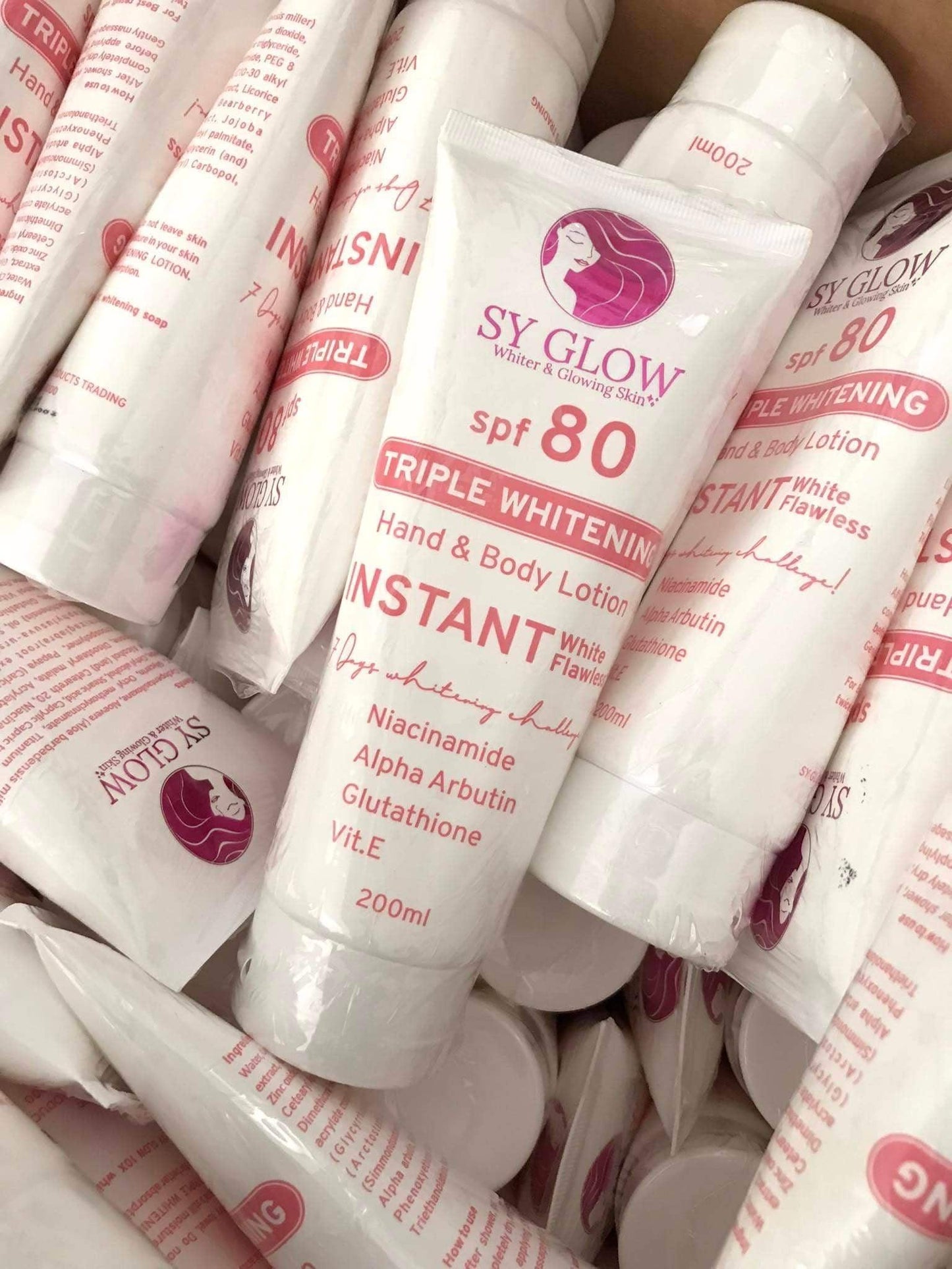 SY GLOW Triple Whitening Hand & Body Lotion Instant White Flawless SPF 80