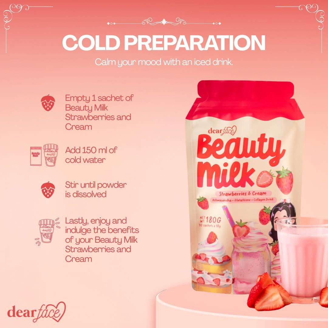 Dear Face Beauty Milk Strawberry & Cream Drink