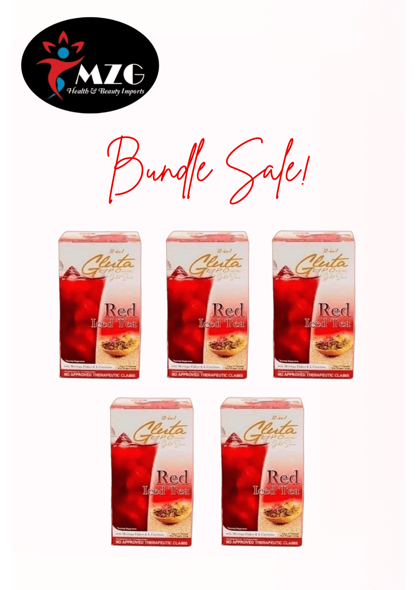 Bundle Sale 5 Boxes Gluta Lipo Signature Red Iced Tea