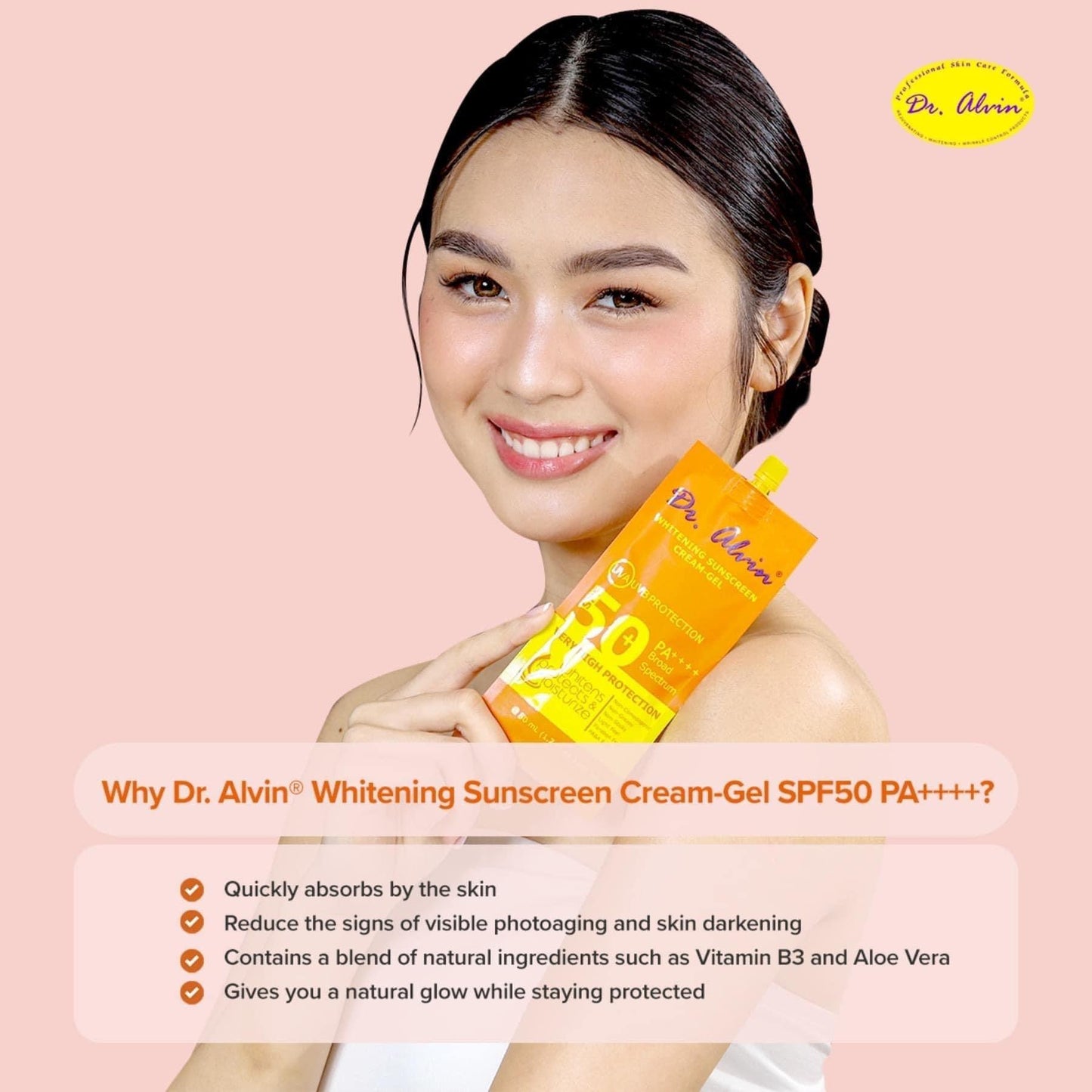 Dr. Alvin Whitening Sunscreen Cream-Gel SPF 50