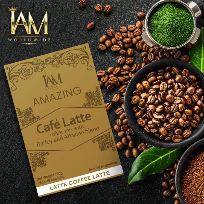 ￼IAM Amazing Cafe Latte Coffee Mix with Barley and Alkaline