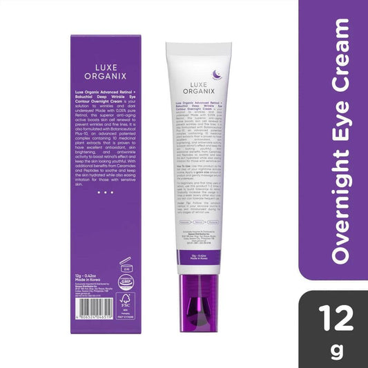 Luxe Organix Retinol + Bakuchiol Eye Cream – Deep Wrinkle Overnight Treatment 12g - MZG Health & Beauty Imports