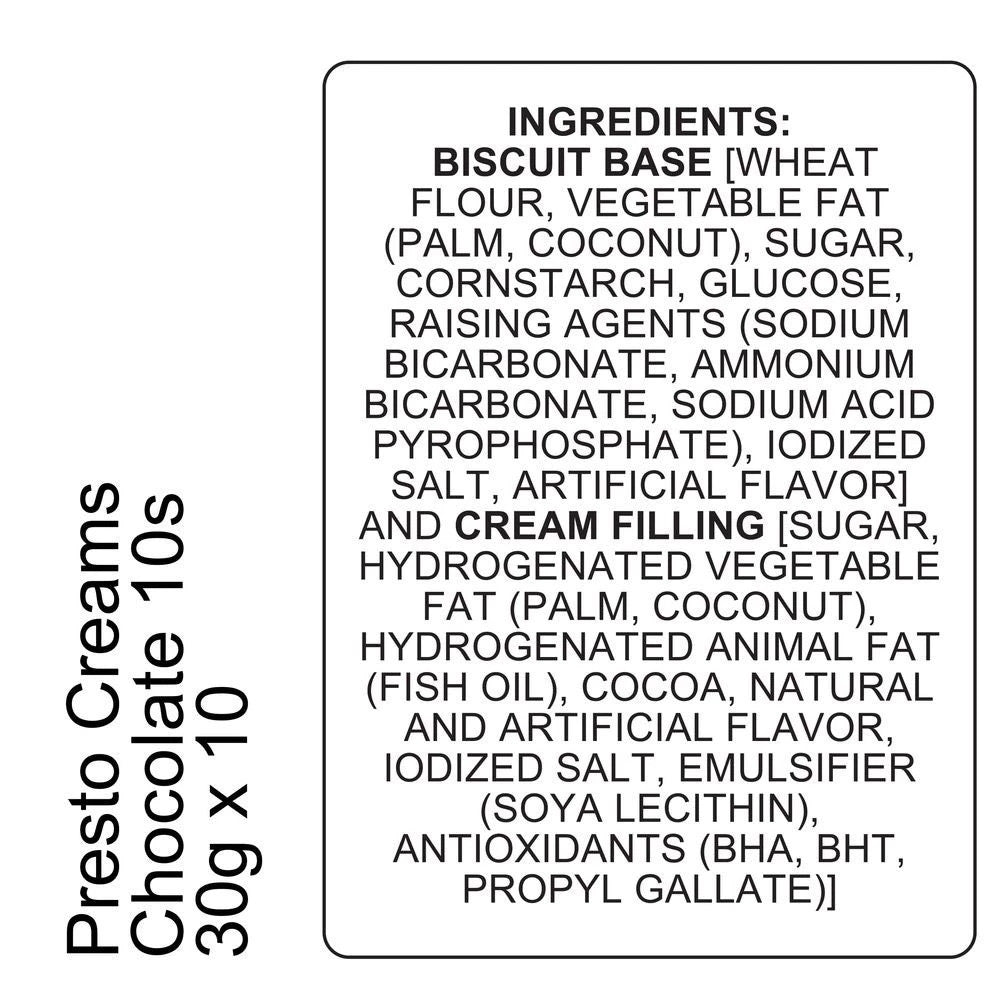 ￼Presto Creams Chocolate (30g x 10)