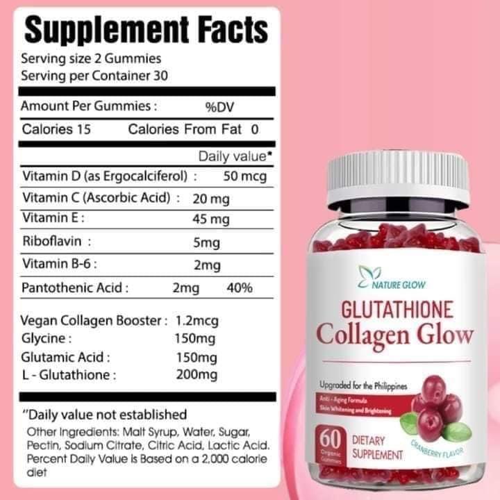 Nature Glow Glutathione Collagen Glow Gummies Cranberry Flavor