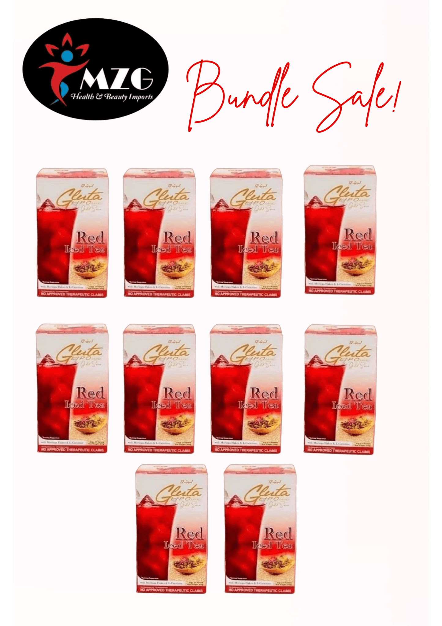 Bundle Sale 10 Boxes Gluta Lipo Signature Red Iced Tea